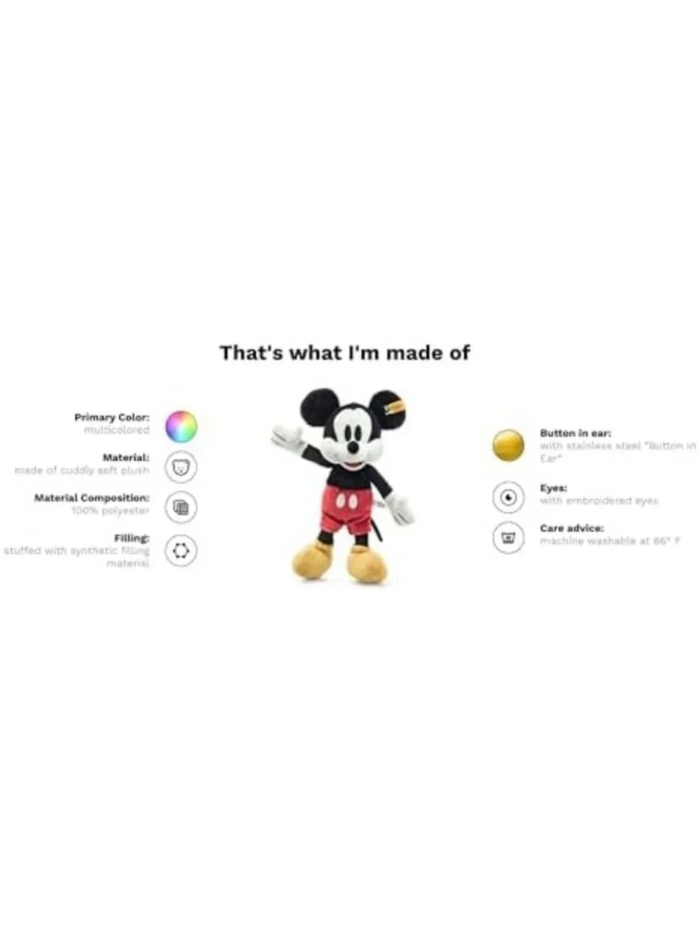 Premium Plush Mickey Mouse Stuffed Toy - Handcrafted, Disney Originals, 12